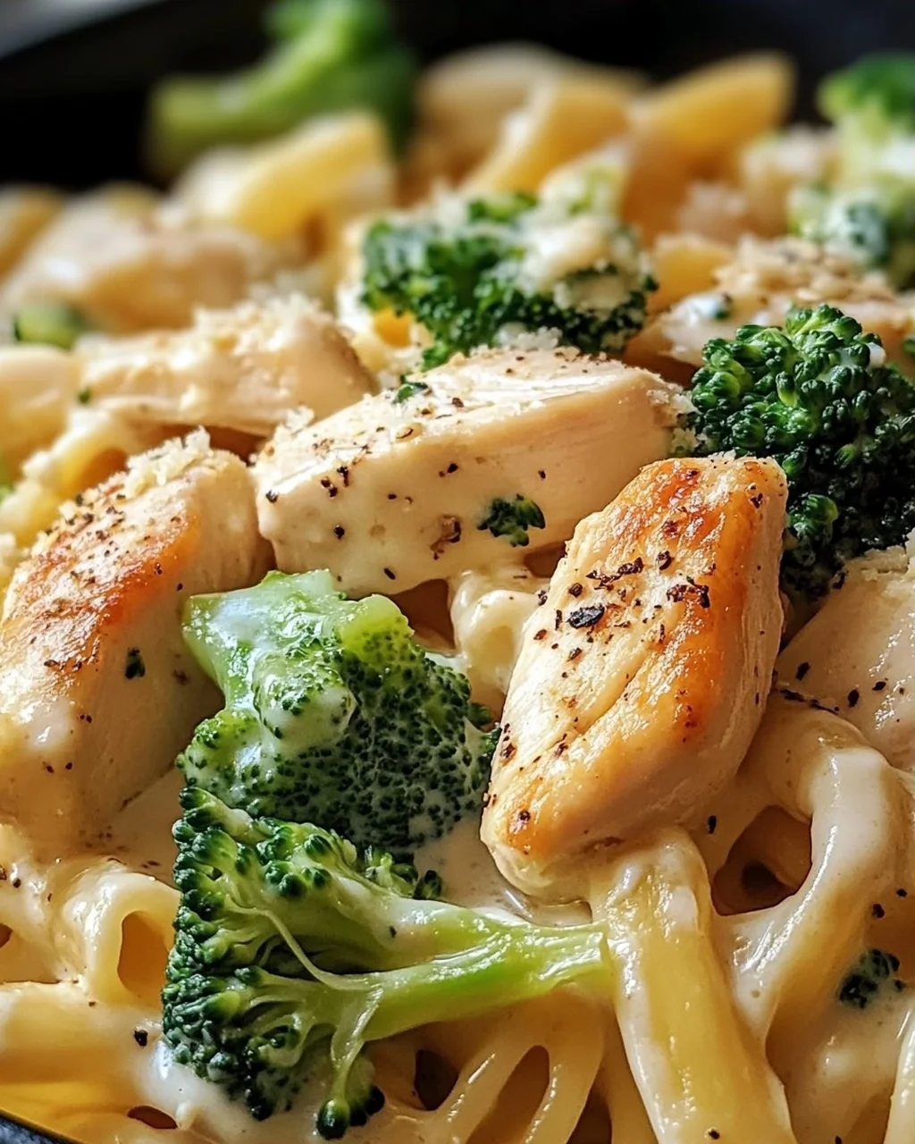 Cremige Hähnchen-Brokkoli-Alfredo Pasta