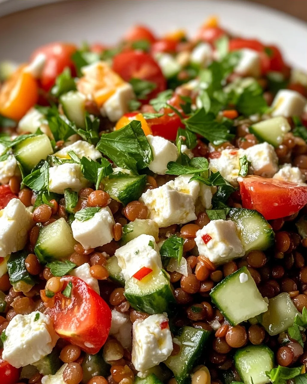 Cremiger Orientalischer Linsensalat Feta