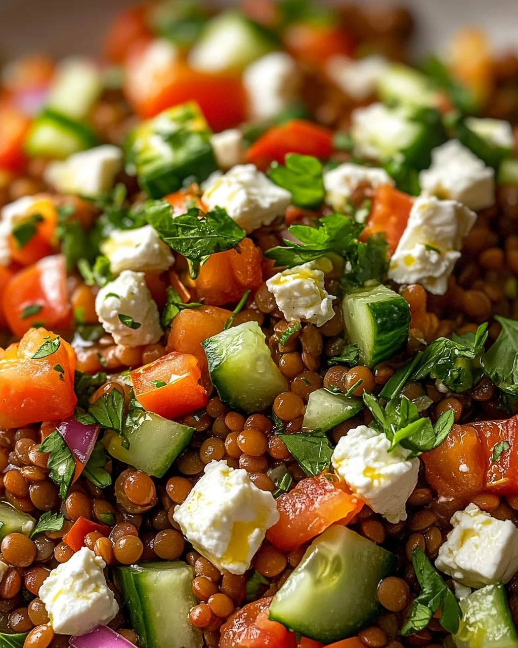 Cremiger Orientalischer Linsensalat Feta