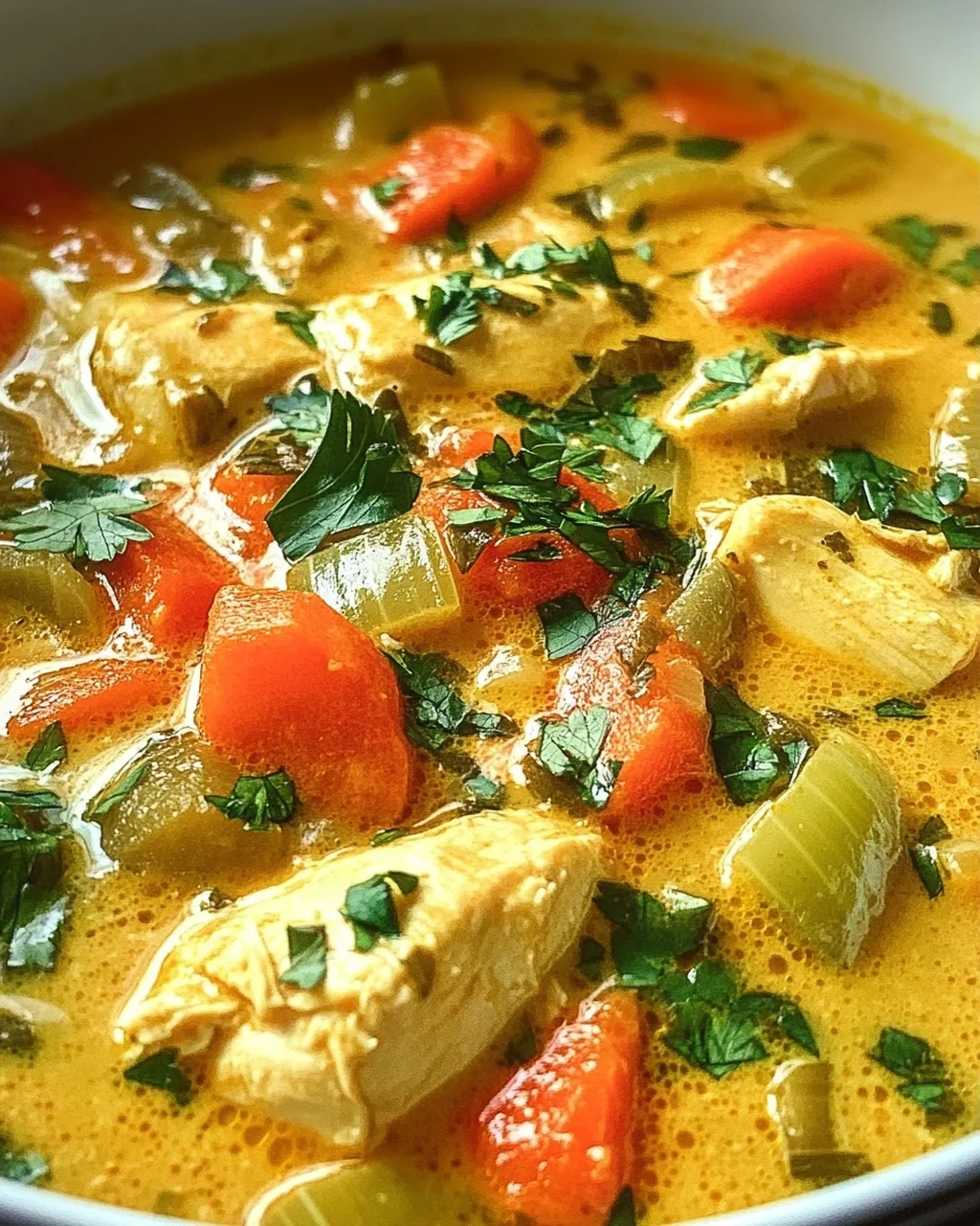 Currysuppe mit Hähnchen