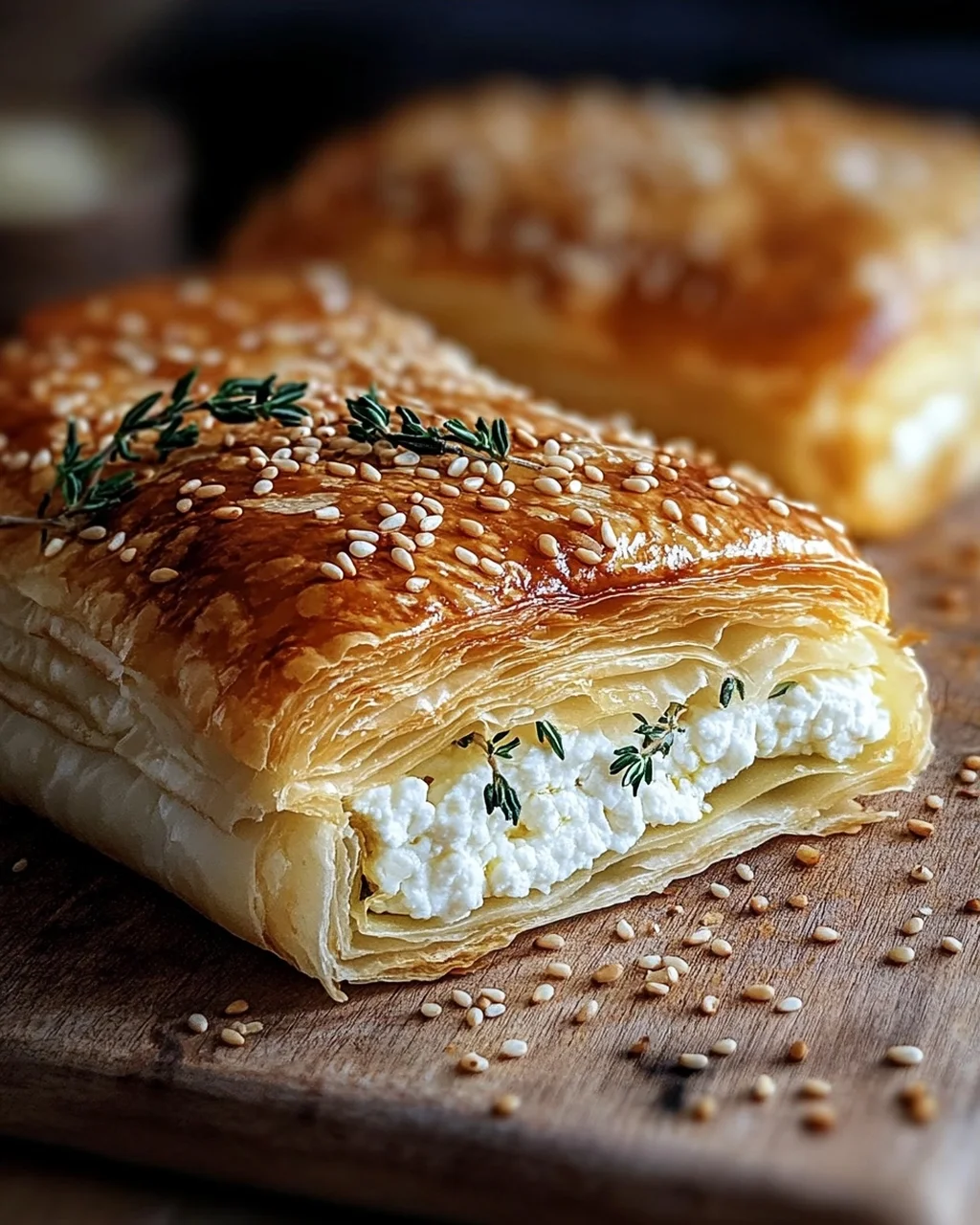 Feta im Blätterteig mit Sesam und Thymian