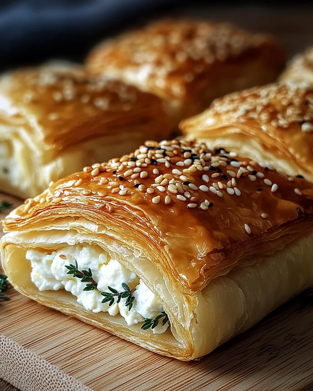 Feta im Blätterteig mit Sesam und Thymian