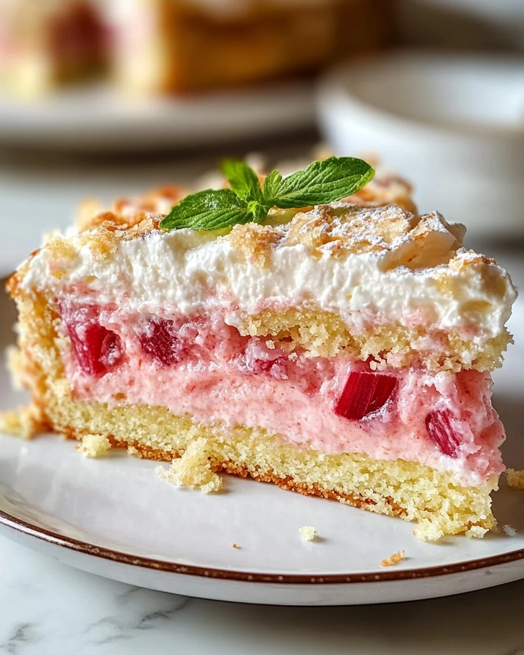 Fluffy Rhubarb Sour Cream Cake with Shortcrust Pastry Recipe