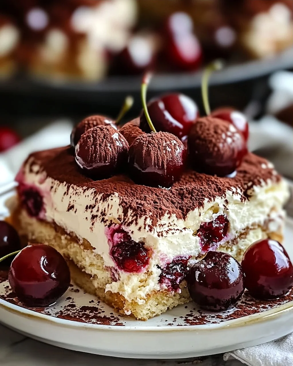 Fruchtiges Kirsch-Tiramisu mit Amaretto-Geschmack (alkoholfrei)