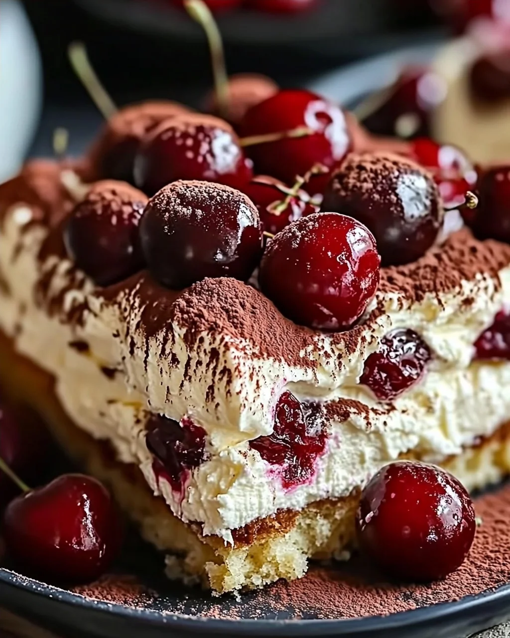Fruchtiges Kirsch-Tiramisu mit Amaretto-Geschmack (alkoholfrei)
