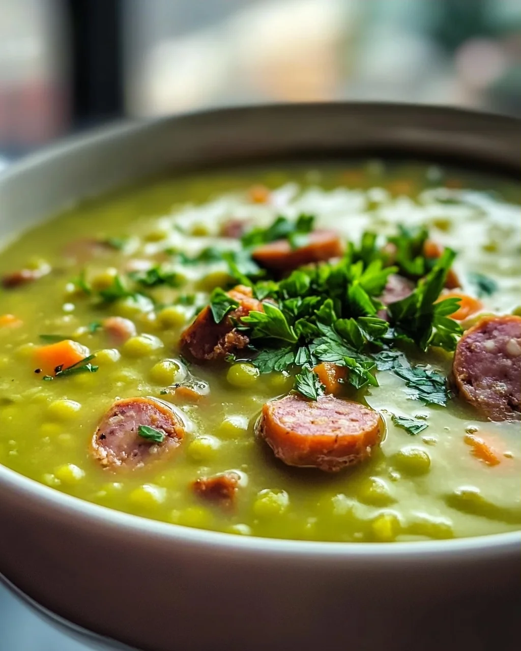 German Split Pea Soup With Smoked Sausage – Hearty Recipe!