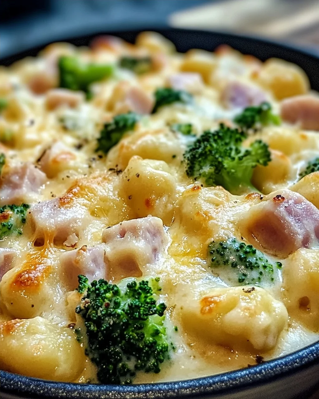 Gnocchi mit Brokkoli und Schinken in cremiger Käsesoße