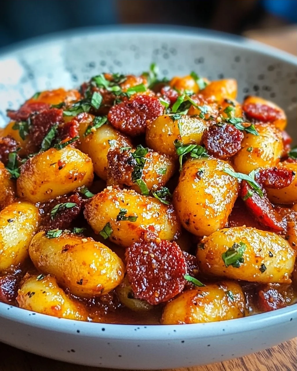 Gnocchi mit Chorizo und cremiger Harissa-Sauce