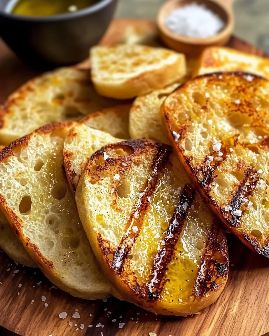 Grillbrot mit Olivenöl und Meersalz