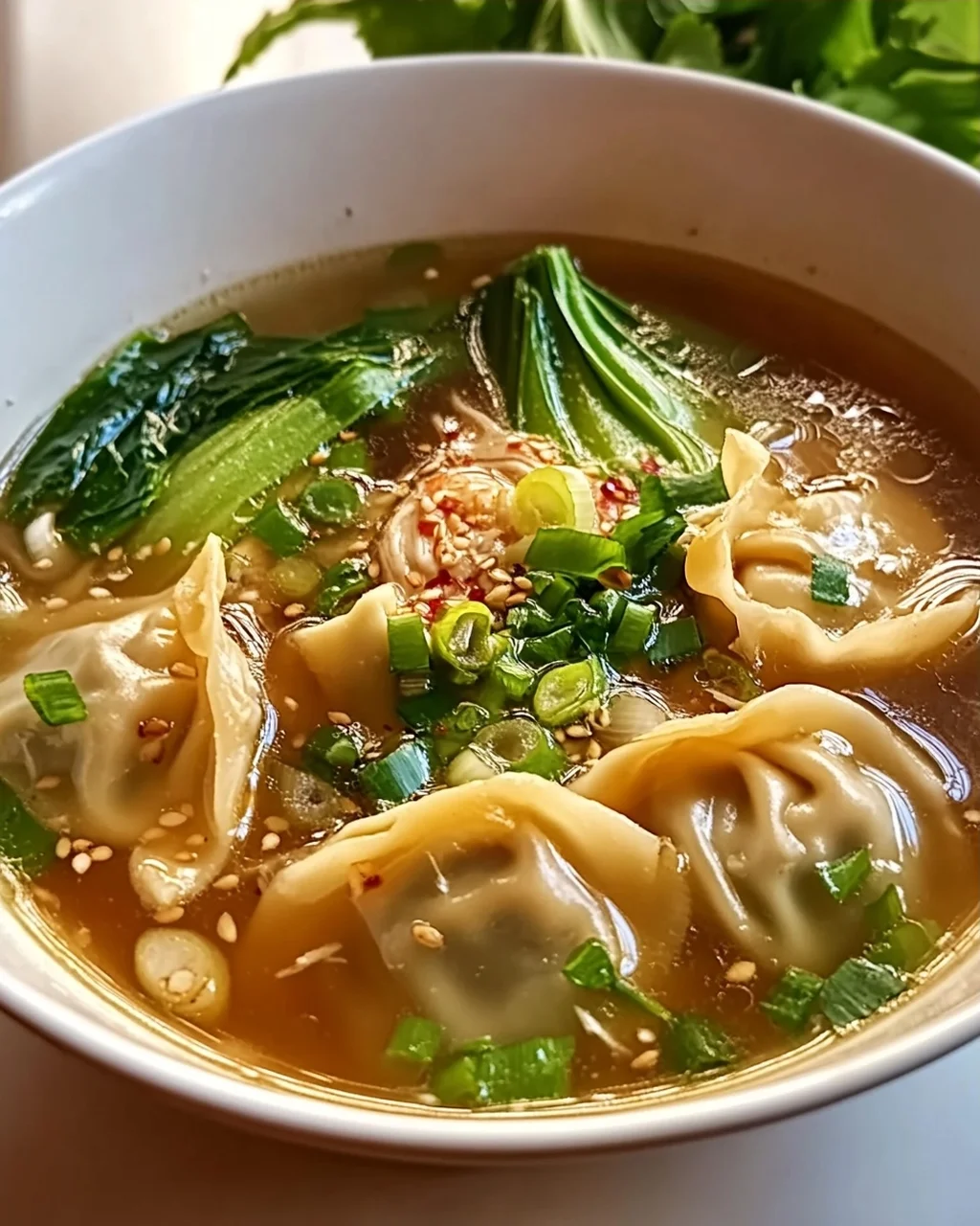 Hähnchen Ingwer Wonton Suppe: Herzhaft & Lecker mit Pak Choi!