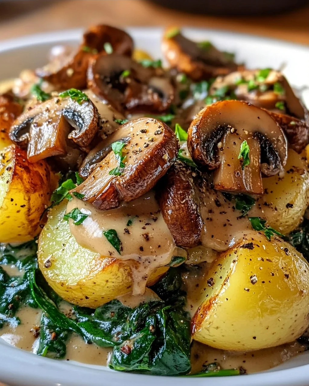 Kartoffeln, Pilze & Spinat: Schnelles Rezept – einfach lecker!