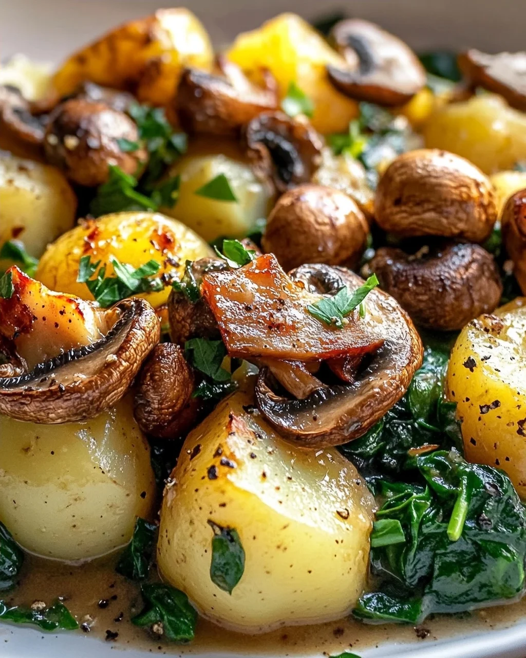 Kartoffeln, Pilze & Spinat: Schnelles Rezept – einfach lecker!