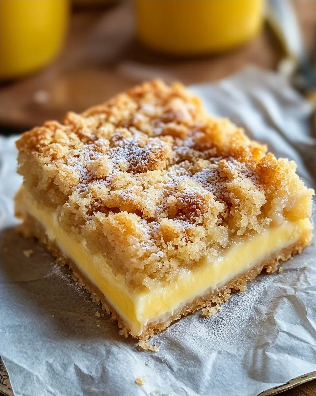 Knuspriger Streuselkuchen mit Vanillepudding