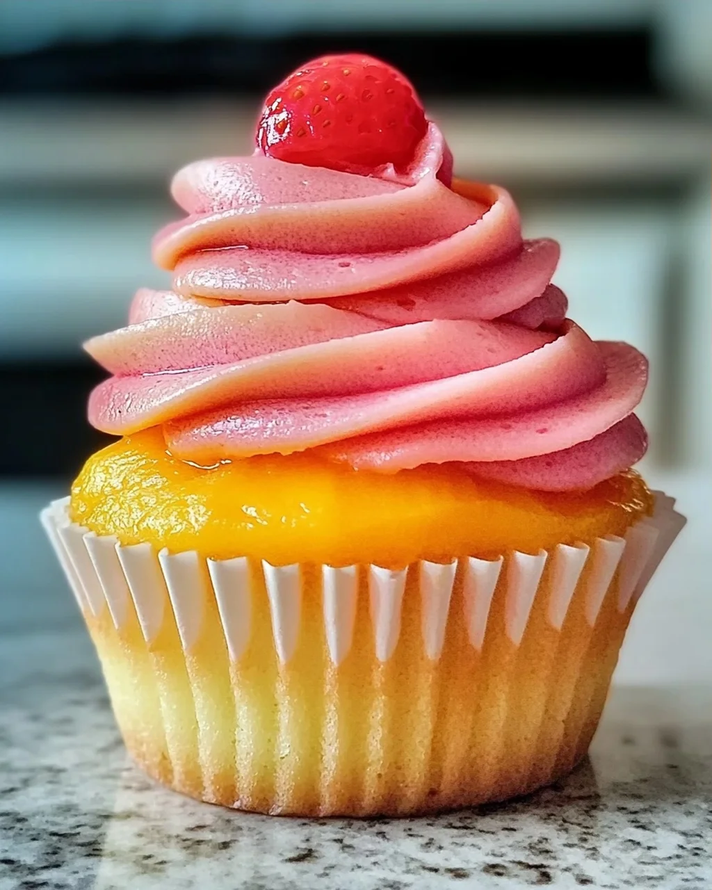 Mango Erdbeer Sonnenuntergang Cupcakes für jeden Anlass