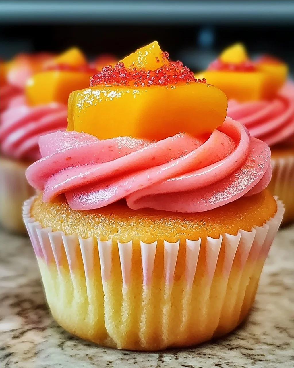 Mango Erdbeer Sonnenuntergang Cupcakes für jeden Anlass