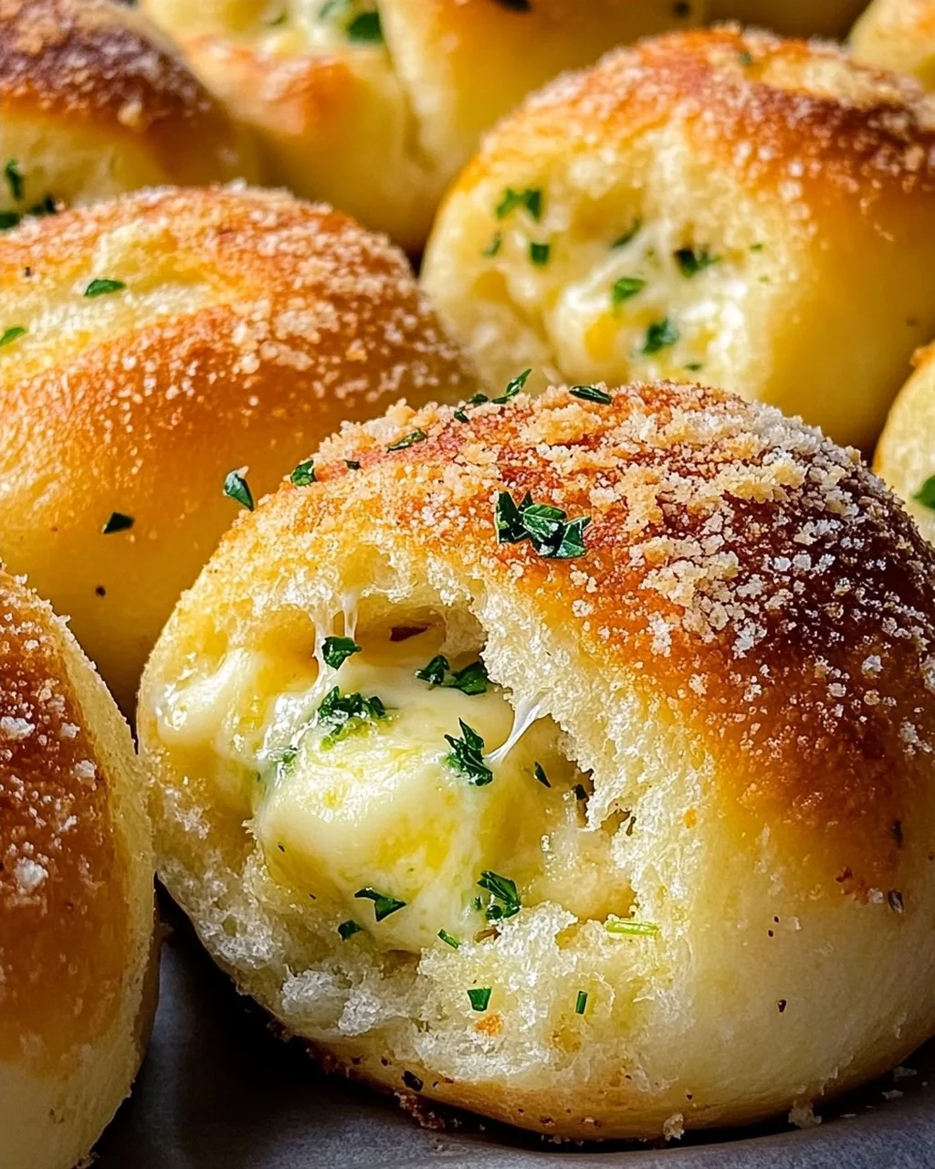 Megalecker Knoblauch Brötchen gefüllt mit Mozzarella Käse
