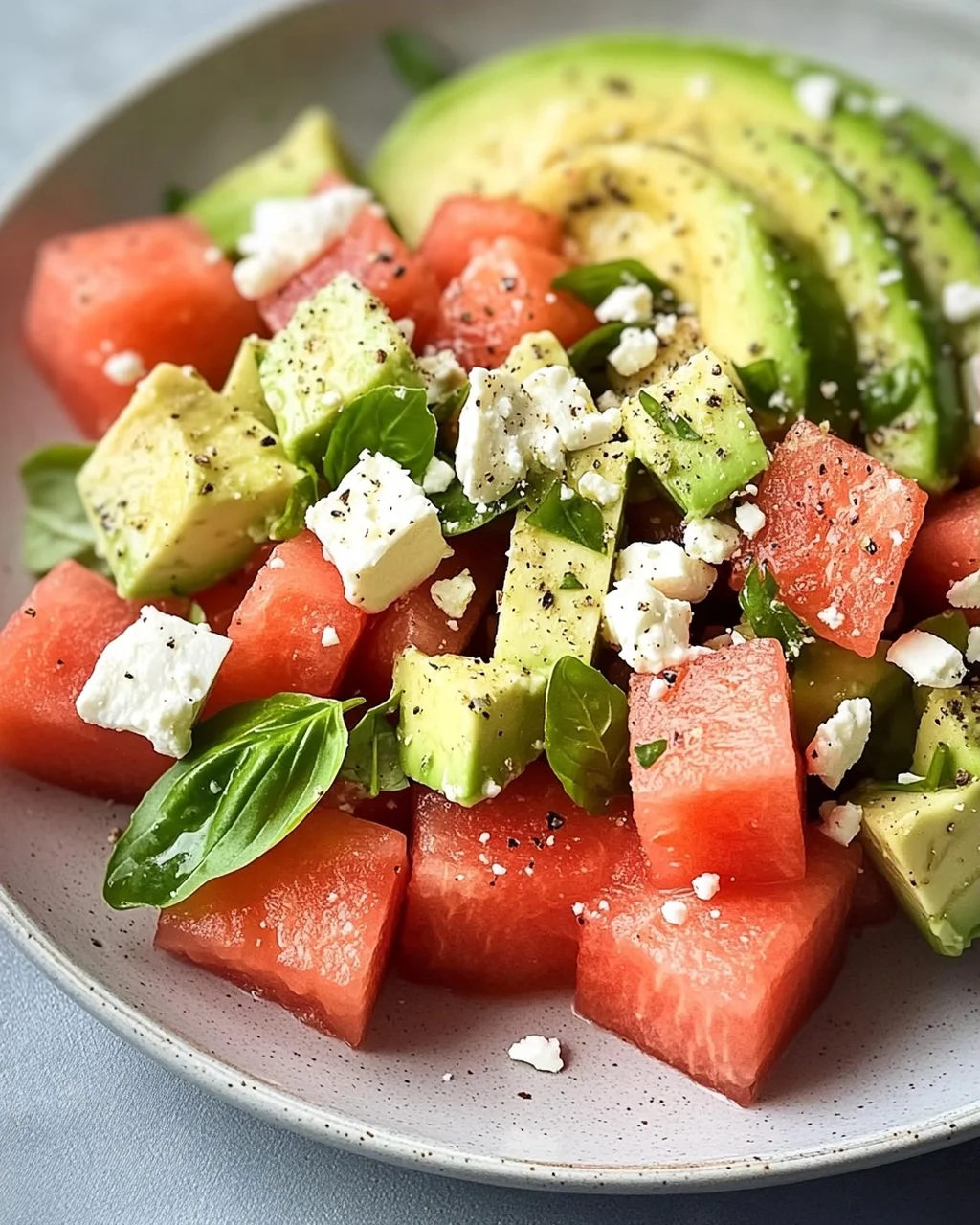Melonen Feta Salat mit Avocado