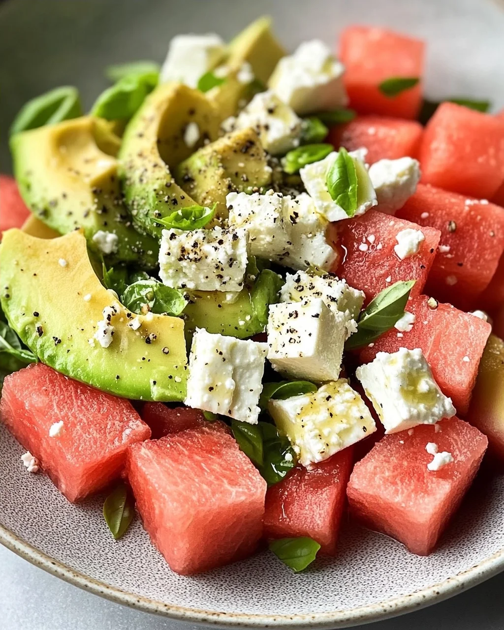 Melonen Feta Salat mit Avocado