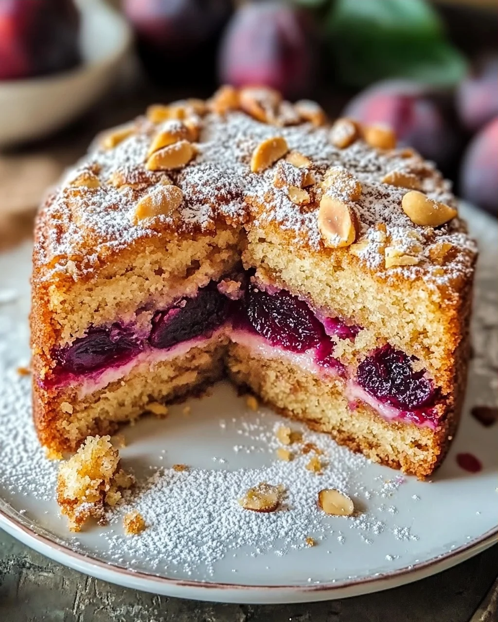 Nussiger Zimtkuchen Mit Pflaumenfüllung