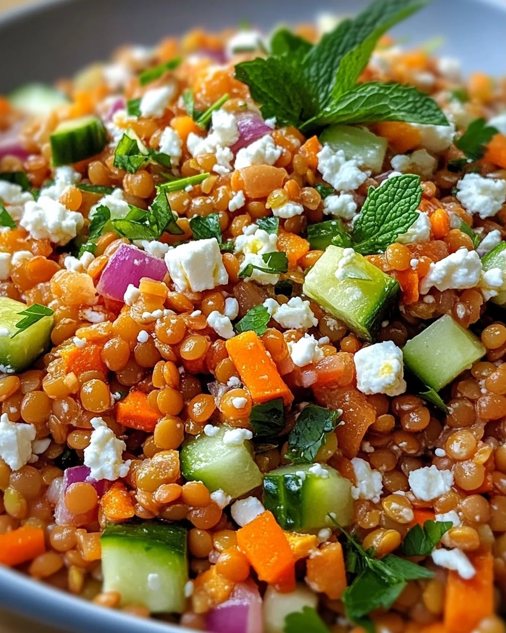 Orientalischer Rote Linsensalat mit Feta