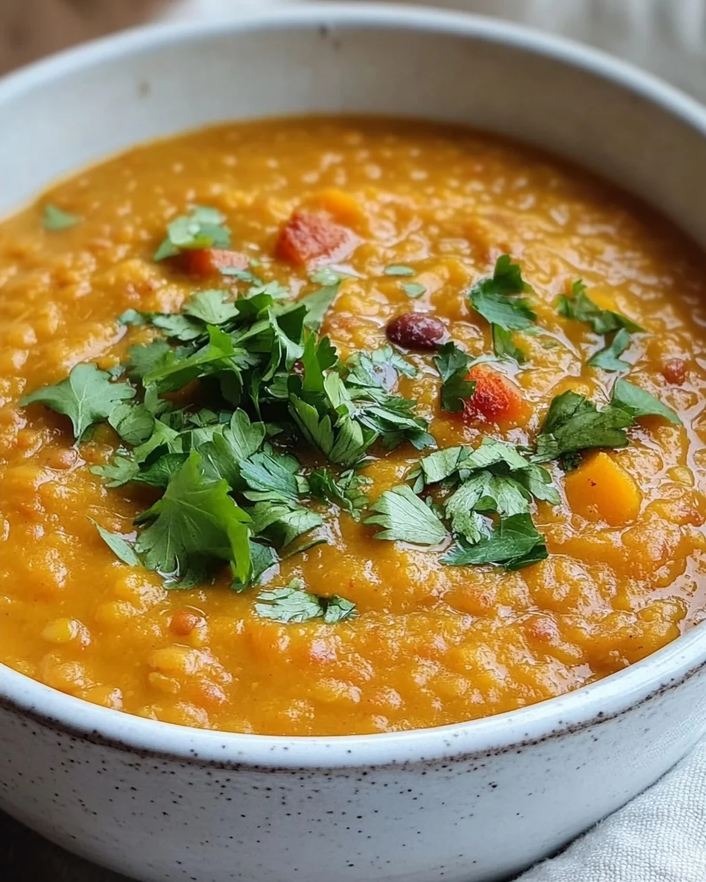 Rote Linsensuppe mit Süßkartoffeln