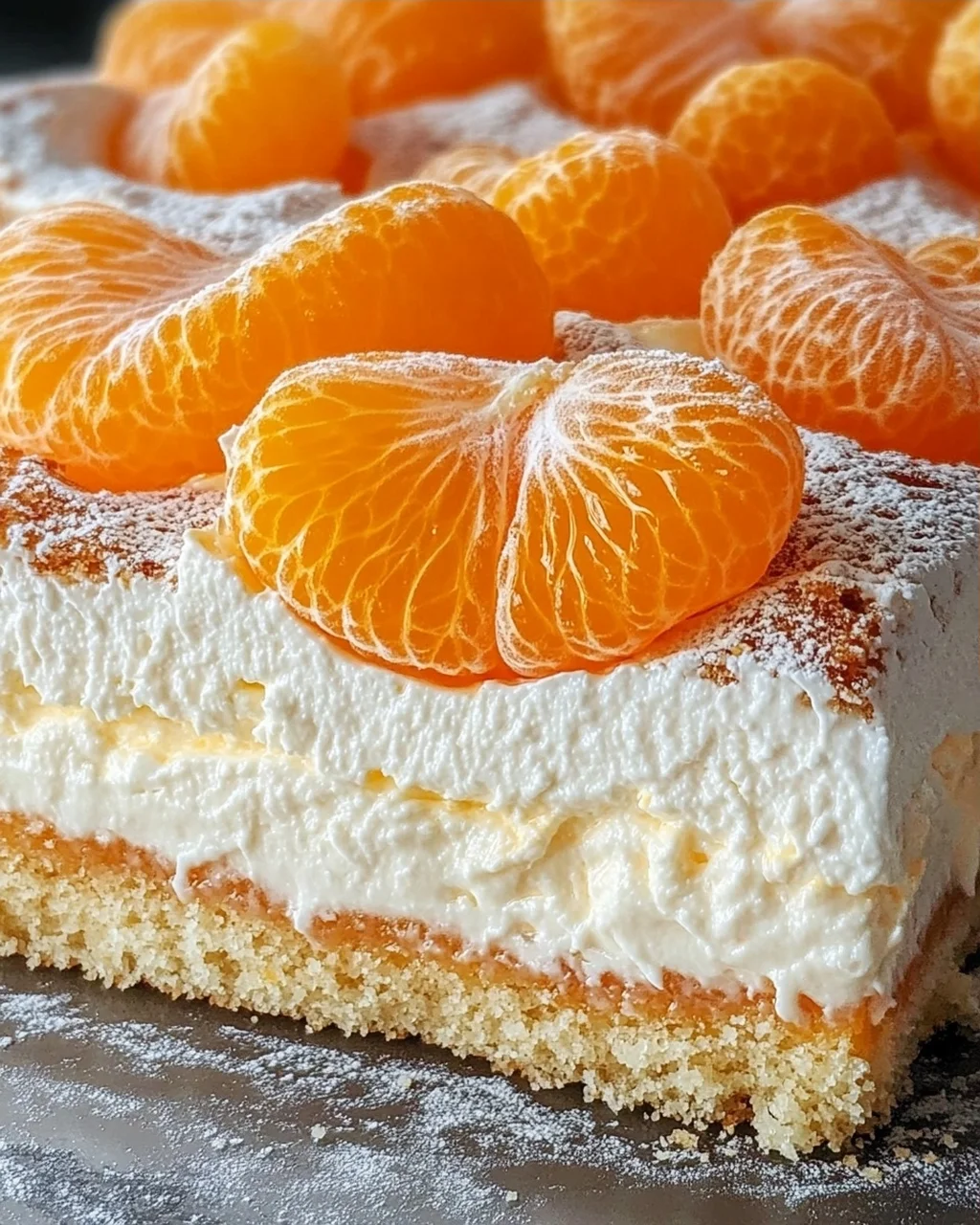 Schneller Schmandkuchen mit Mandarinen vom Blech