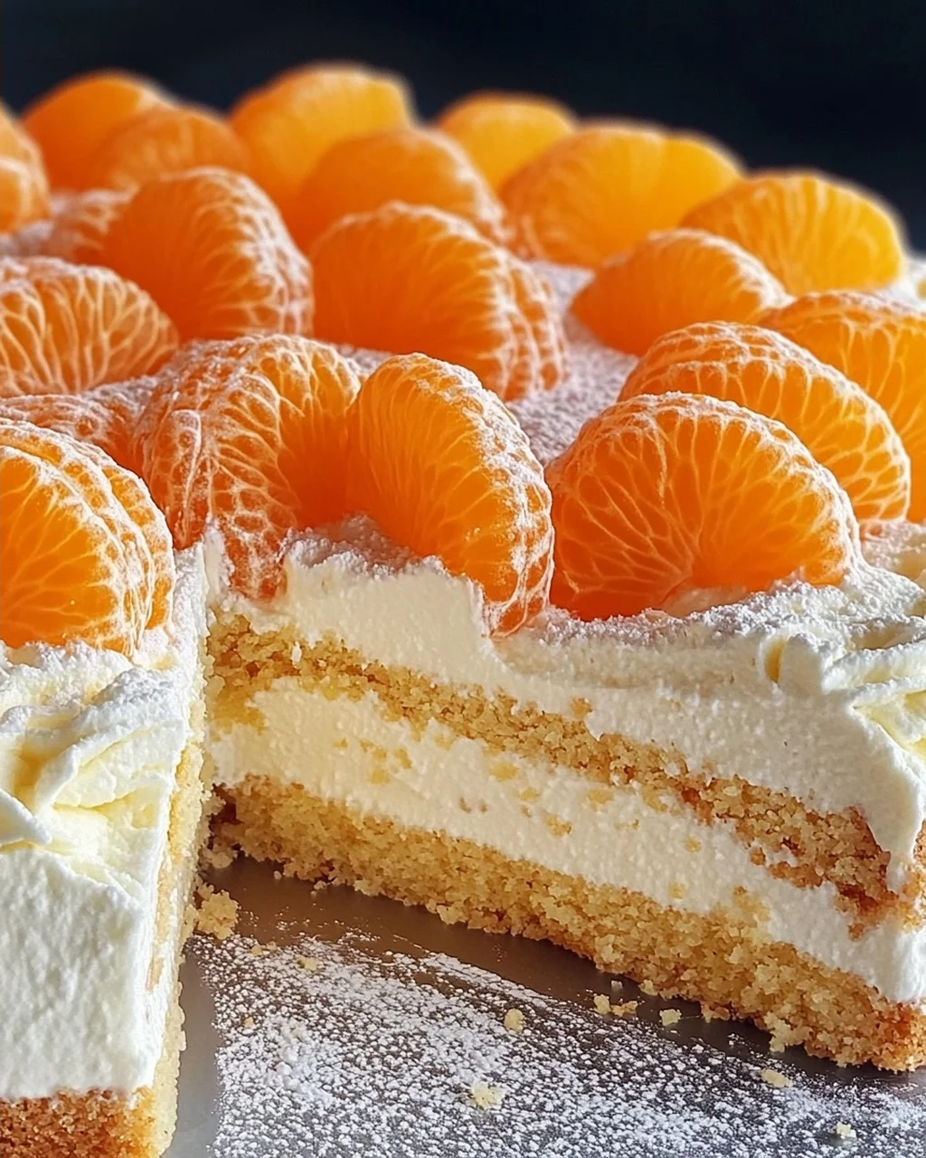 Schneller Schmandkuchen mit Mandarinen vom Blech