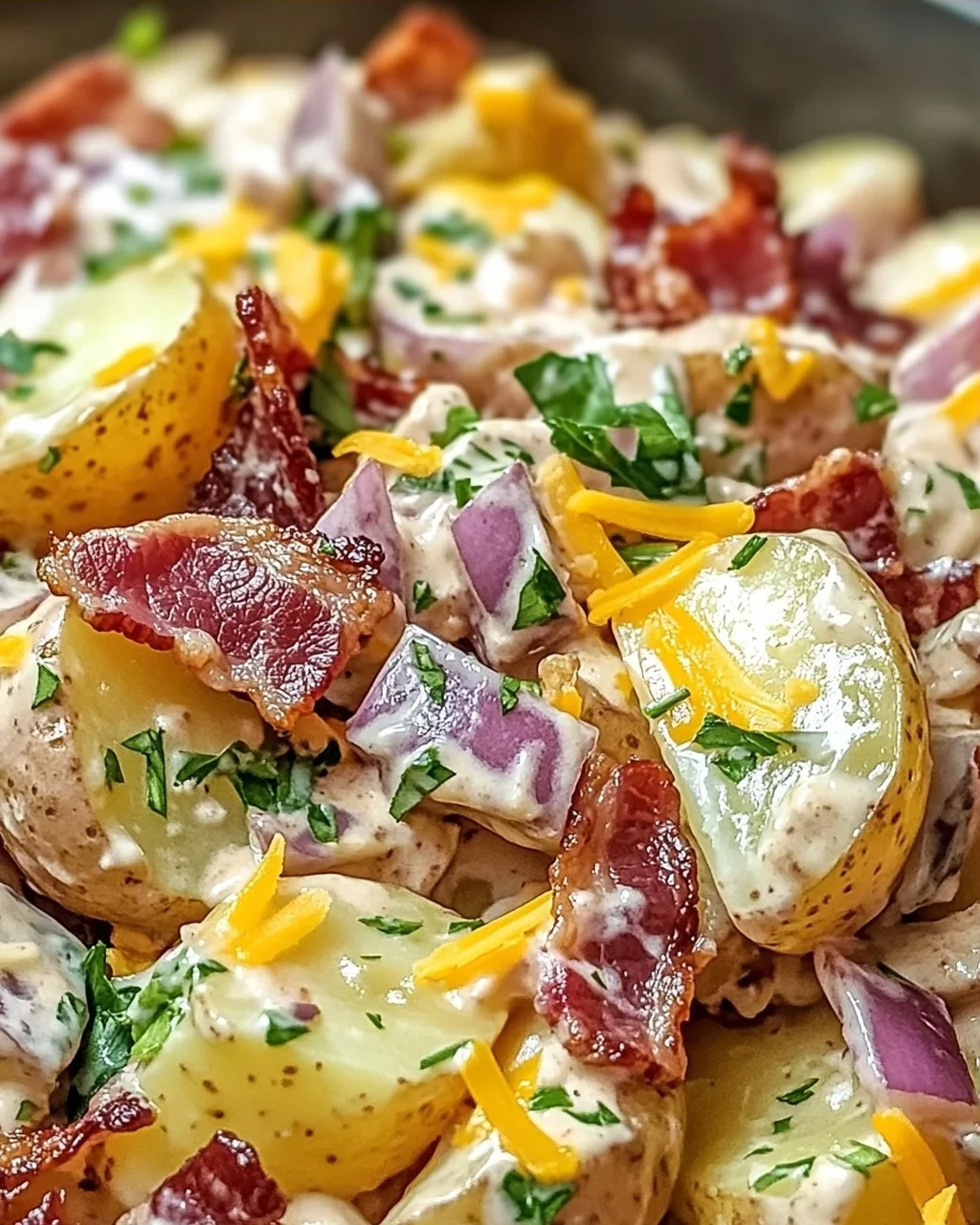 Steakhouse Kartoffelsalat mit Bacon und Cheddar