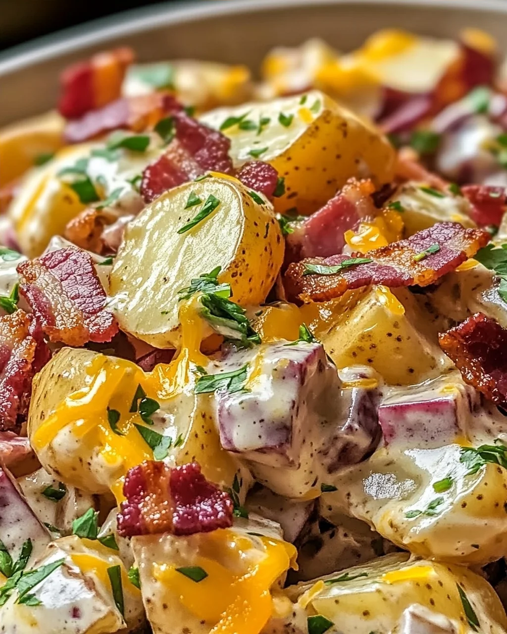 Steakhouse Kartoffelsalat mit Bacon und Cheddar