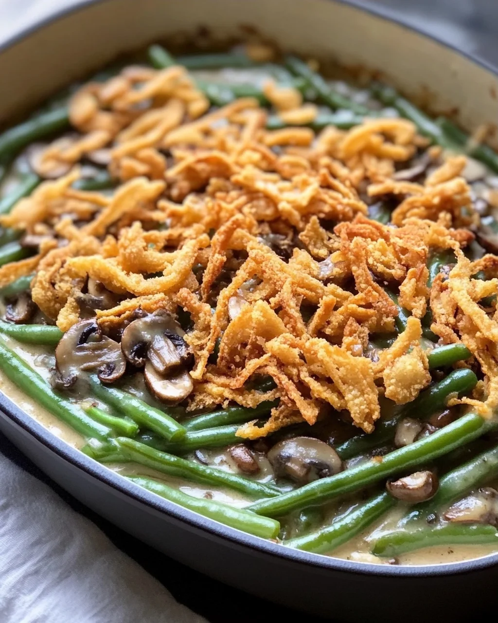 Vegane grüne Bohnenauflauf