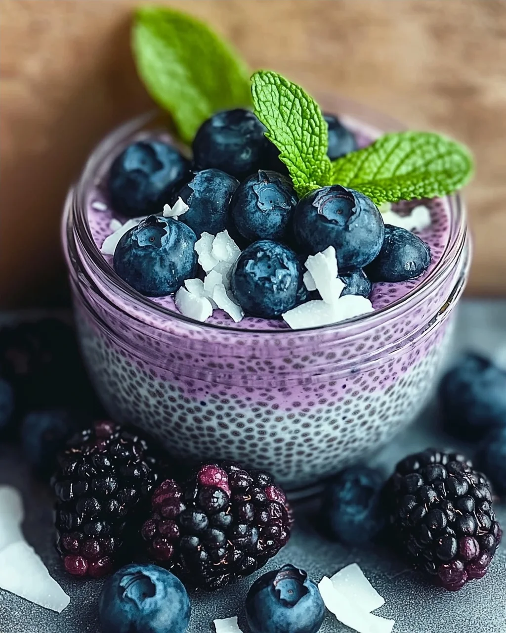 Veganer Blaubeer-Chia-Pudding