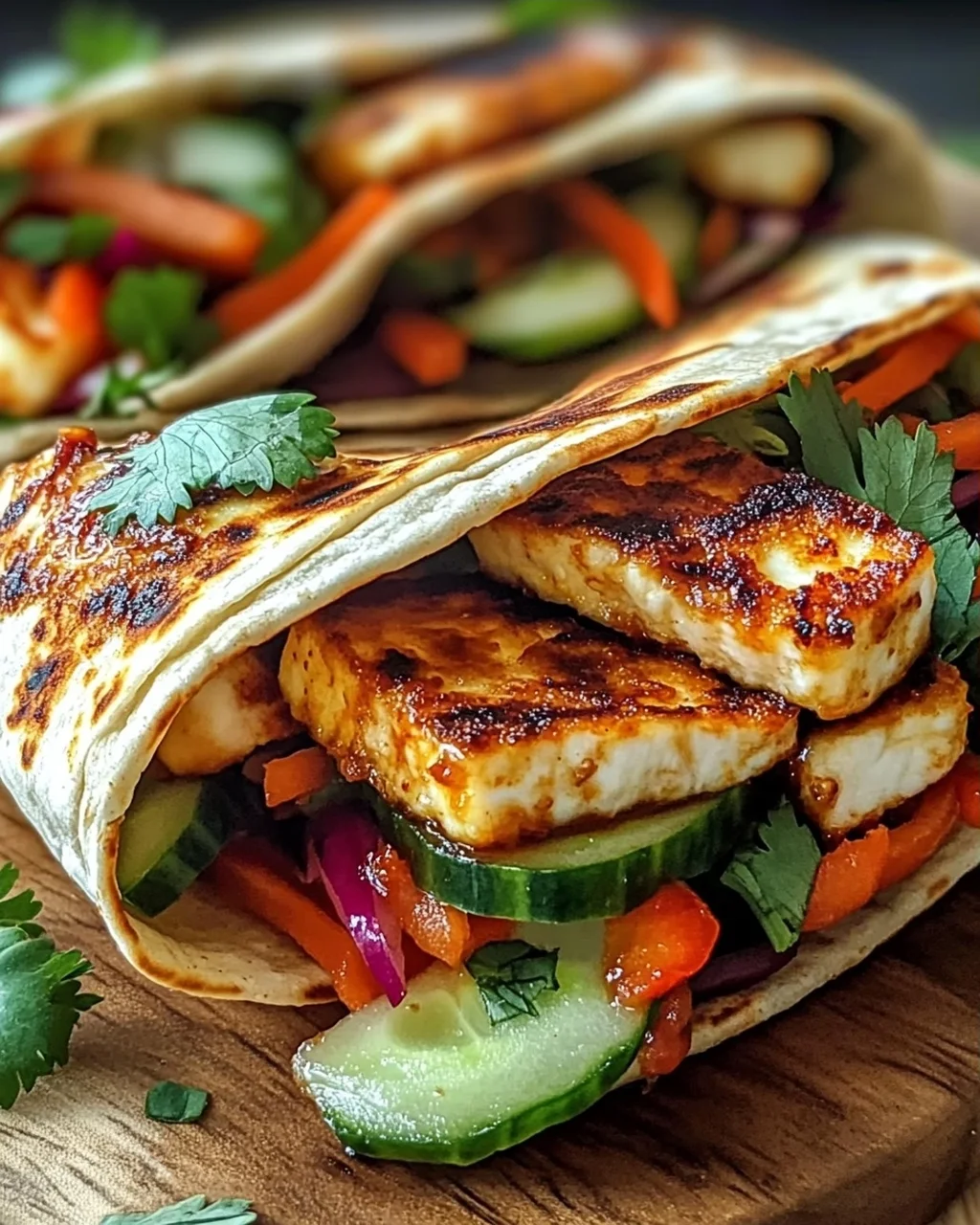 Vegetarische Süß-Chili-Halloumi-Wraps für deinen Genuss
