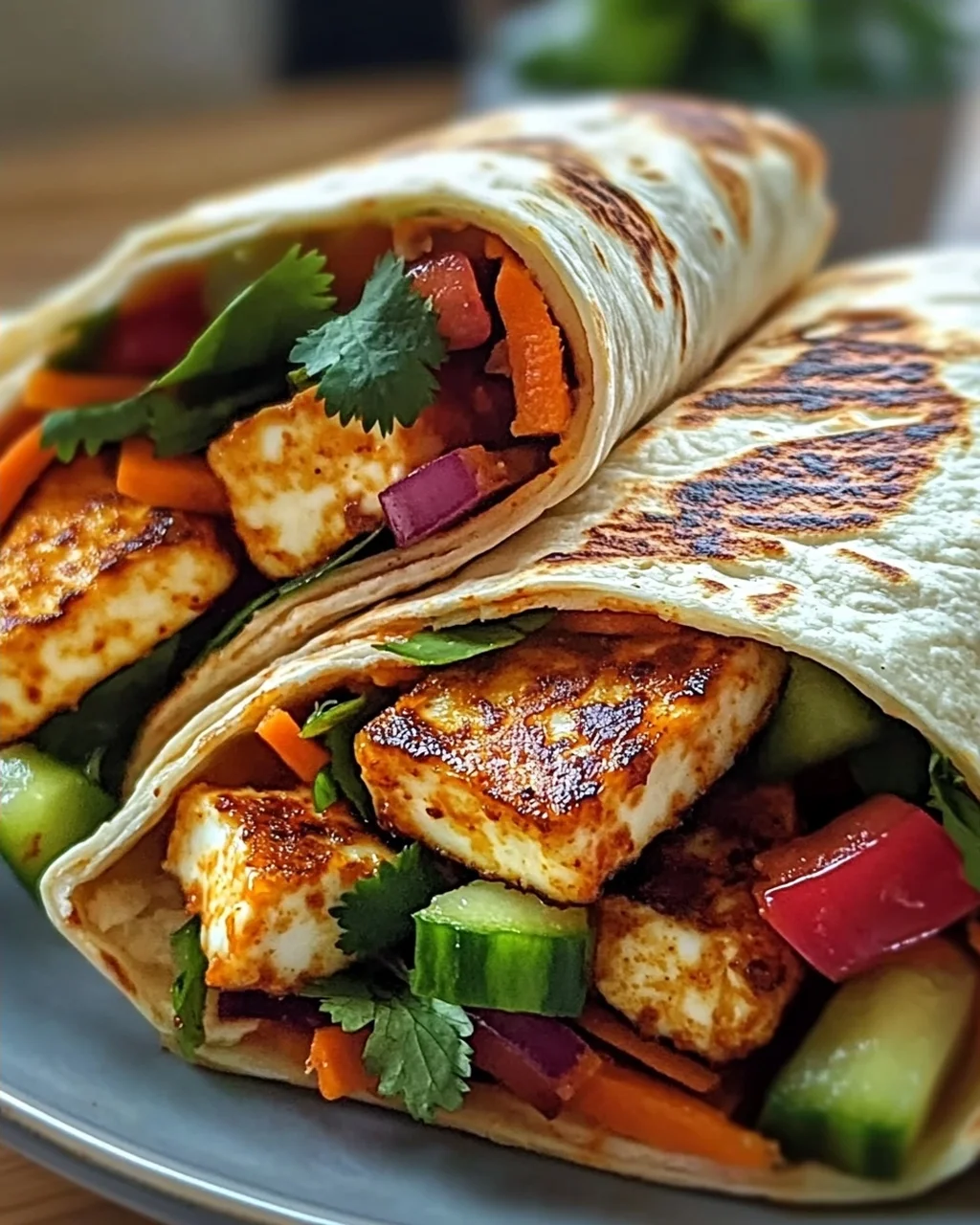 Vegetarische Süß-Chili-Halloumi-Wraps für deinen Genuss