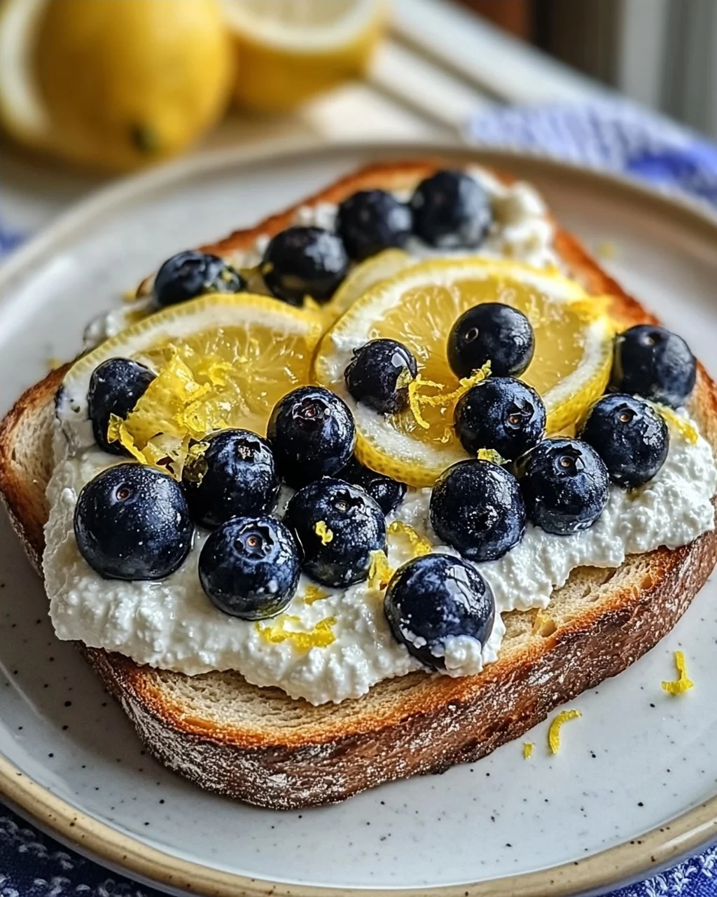 Zitronen-Blaubeer-Ricotta-Toast für jeden Tag